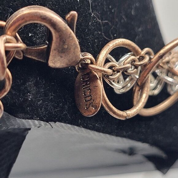 Chico's Multilayer Chain Necklace Gunmetal, silver, brown 22in - Picture 4 of 4